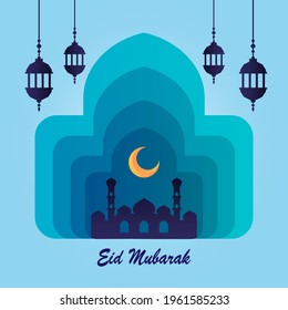 Happy Eid Mubarak greetings card template