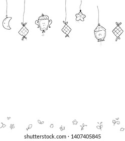 happy eid mubarak hand drawn