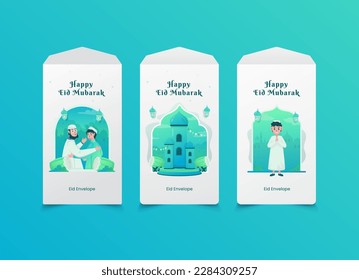 Happy eid mubarak illustration with Eid envelope design