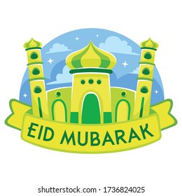 Happy Eid Mubarak Illustration. Vector Illustration.