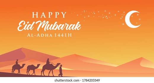 Feliz eid mubarak. Diseño de fondo islámico para banner, volante, vector de tarjeta de saludo