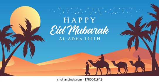 Feliz eid mubarak. Diseño de fondo islámico para banner, volante, vector de tarjeta de saludo
