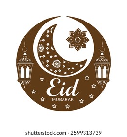 Happy Eid Mubarak Islamic greetings background wishing awesome vector illustration with Eid Mubarak luxury design.