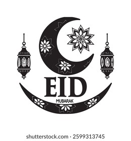 Happy Eid Mubarak Islamic greetings background wishing awesome vector illustration with Eid Mubarak luxury design.