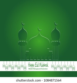 happy eid mubarak the islamic holy celebration illustration background banner poster vector