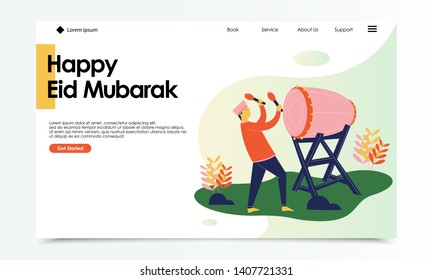 HAPPY EID MUBARAK LANDING PAGE ILLUSTRATION
