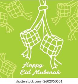 happy eid mubarak - lebaran - idul fitri - ketupat