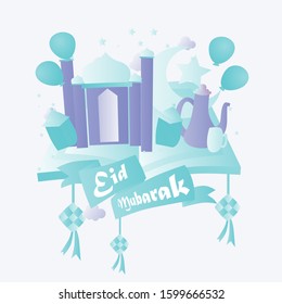 happy eid mubarak is mean muslim event or holiday background, vector beautiful greeting card or gift card with eps 10 format.
