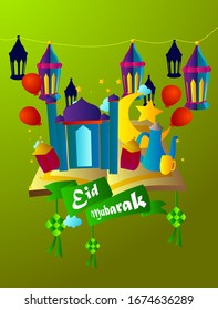 happy eid mubarak is mean muslim event, background template