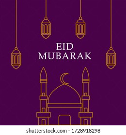 happy eid mubarak with mosque background