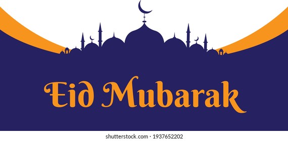 Happy Eid Mubarak mit Moschee 
Silhouette