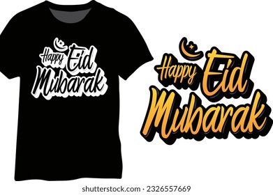 Happy Eid Mubarak, Eid Script Typography Design Vector Color Design