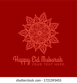 Happy Eid Mubarak Template with abstract mandala illustration for islamic event and many more