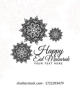 Happy Eid Mubarak Template with abstract mandala illustration for islamic event and many more