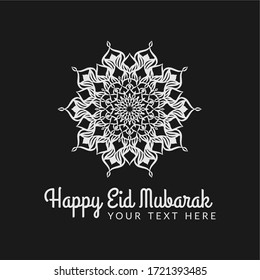 Happy Eid Mubarak Template with abstract mandala illustration for islamic event and many more