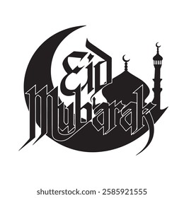 Happy Eid mubarak typography design 