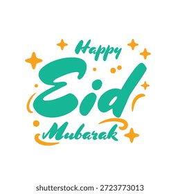 Feliz Eid Mubarak desenhos tipográficos com elementos decorativos ilustração