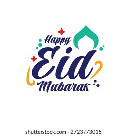Happy Eid Mubarak diseños de tipografía con ilustración de Elementos decorativos
