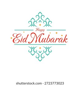 Happy Eid Mubarak typography designs with decorative elements illustration