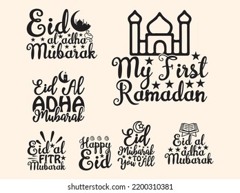 Happy eid mubarak typography t shirt design