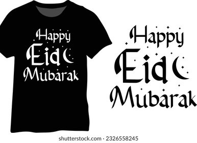 Happy Eid Mubarak Typography Words, Eid Celebrations Typography Design Vector