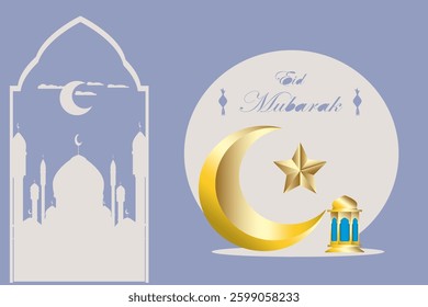 Happy Eid Mubarak. Vector greeting card, Poster, background, banner Eid Mubarak