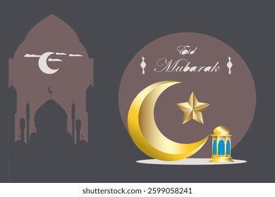 Happy Eid Mubarak. Vector greeting card, Poster, background, banner Eid Mubarak