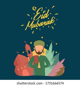 Happy Eid mubarak vector illustration