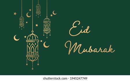 Happy Eid Mubarak Vector Illustration suitable for Poster Banner Greeting card and others, Eid Mubarak Template with Art Line Style
