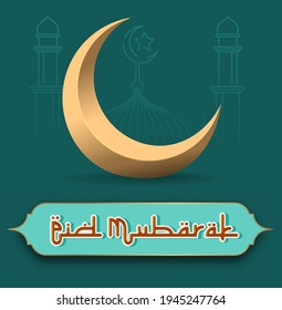 Happy Eid Mubarak Vector Illustration suitable for Poster Banner Greeting card and others, Eid Mubarak Template with Ketupat and Art Line Style
