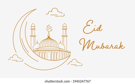 Happy Eid Mubarak Vector Illustration suitable for Poster Banner Greeting card and others Eid Mubarak Template 