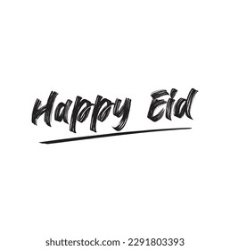 happy Eid text on white background.