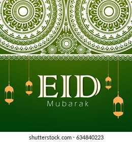 Happy Eid, Vector Illustration based on Floral background with Stylish text, Wallpaper design for Muslim Festival "Eid Mubarak".