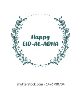 Happy Eid-Al-Adha calligraphic text. eid-al-adha vintage floral Islamic holiday background.