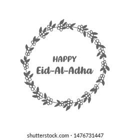 Happy Eid-Al-Adha floral calligraphic text. eid-al-adha mubarak vintage Islamic holiday background.