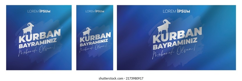 Happy Eid-al-Adha. Turkish translation: Kurban bayramınız mübarek olsun. Billboard, Poster, Social Media, Greeting Card template. 