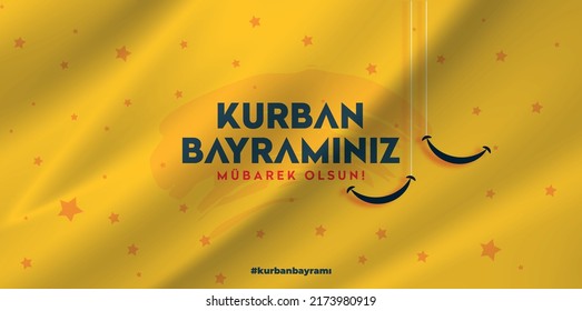 Happy Eid-al-Adha. Turkish translation: Kurban bayramınız mübarek olsun. Billboard, Poster, Social Media, Greeting Card template. 