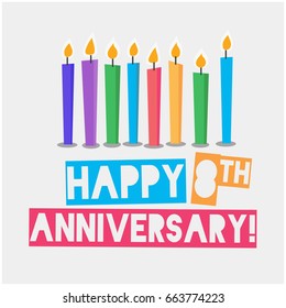 Happy Eighth Anniversary With Eight Candles Cute Design