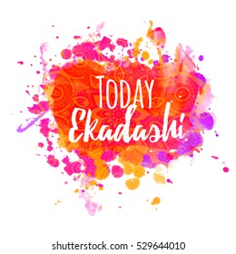 Happy Ekadashi. In Hinduism and Jainism days considered especially auspicious Ekadasi. Hindu festival celebration in India. Vector illustration background