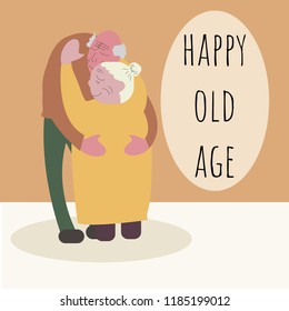 happy elderly age. older people embrace