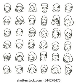 happy elderly face  icon set