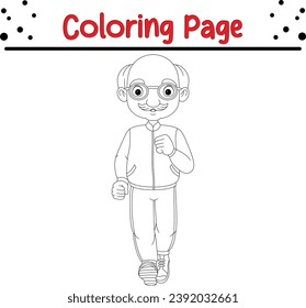 página de coloreado de hombre mayor feliz