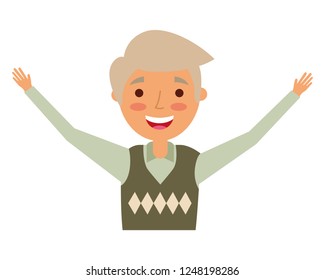 happy elderly man grandfather character