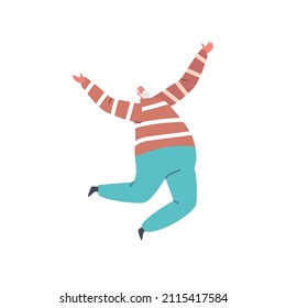 Happy Elderly Man Jump with Raised Arms, Senior Male Character Feel Positive Emotions, Rejoice, Celebrate Victory or Success, Laughing Isolated on White Background. Cartoon People Vector Illustration