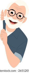 Happy Elderly Man Peeking Illustration, happy Day of the Armed Forces