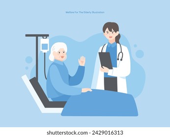 Happy Elderly Medical Insurance Illustration 