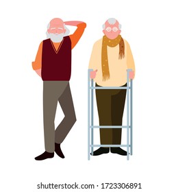 happy elderly men sharing at home vector illustration design