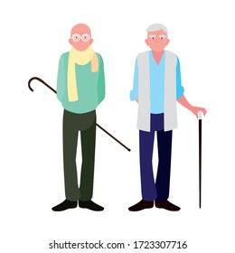 happy elderly men sharing at home vector illustration design