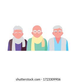 happy elderly men sharing at home vector illustration design