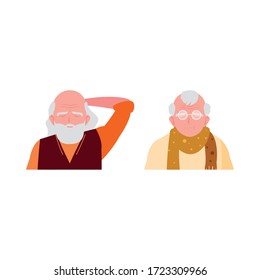 happy elderly men sharing at home vector illustration design